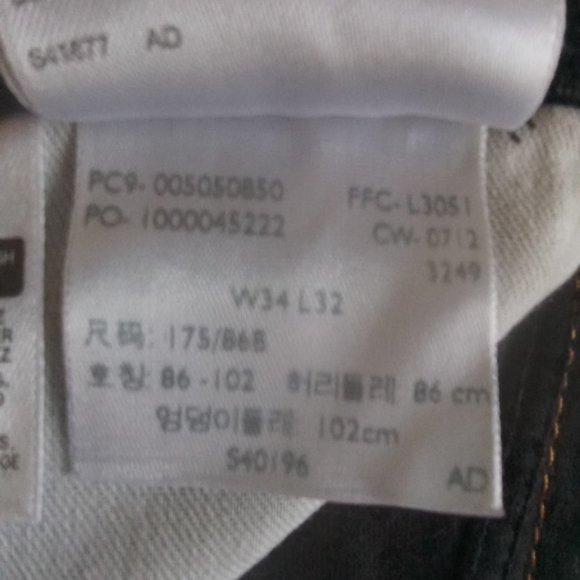 Levi's 505 Regular Fit white tab black Corduroy Pants Size 34 - Picture 9 of 9